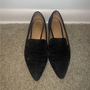 Tory Burch Womens Black Suede Leather Pointed Toe Loafer Flats Size 8